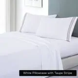 soft microfibre embroidered stripe sheet set king white sheet taupe stripe soft microfibre embroidered stripe sheet set king white sheet taupe stripe
