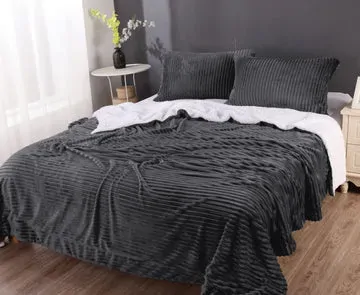 stripe flannel sherpa blanket queen charcoal stripe flannel sherpa blanket queen charcoal