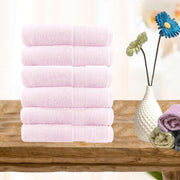 6 piece ultra light cotton hand towels in baby pink 6 piece ultra light cotton hand towels in baby pink
