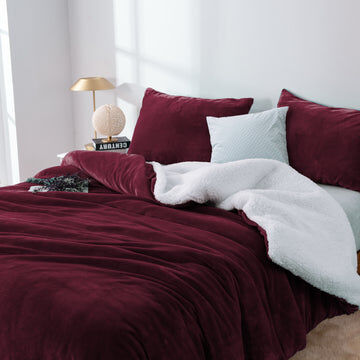 2 in 1 teddy sherpa duvet cover set and blanket king aubergine 2 in 1 teddy sherpa duvet cover set and blanket king aubergine