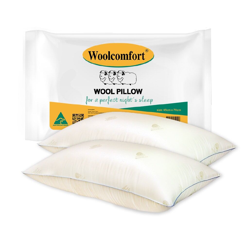 Aus Made Natural Health Wool Pillow Twin Pack Aus Made Natural Health Wool Pillow Twin Pack