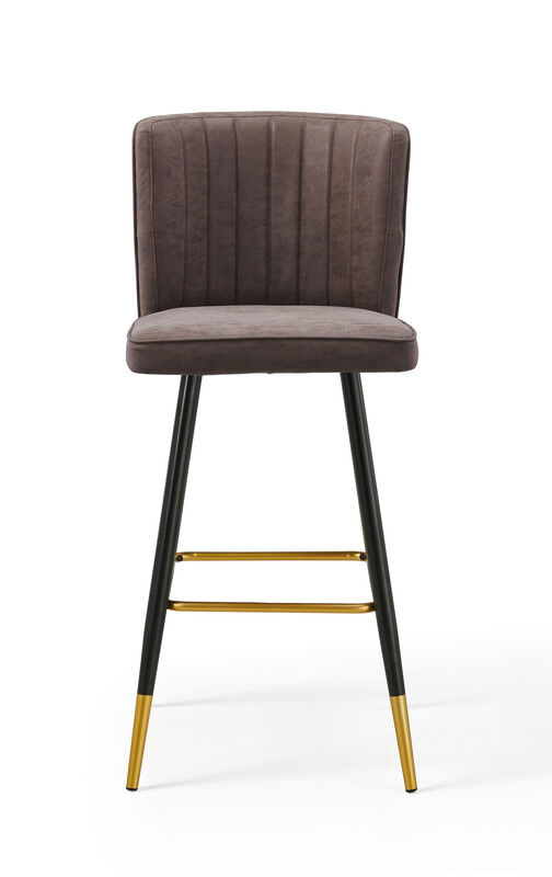Modern Bar Chair Leather Stool Counter Brown Mid-Century Wood x 2 Modern Bar Chair Leather Stool Counter Brown Mid-Century Wood x 2