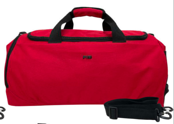 48 Litre FIB Sports Duffle Bag Duffel Gym Canvas Travel Foldable - Red 48 Litre FIB Sports Duffle Bag Duffel Gym Canvas Travel Foldable - Red