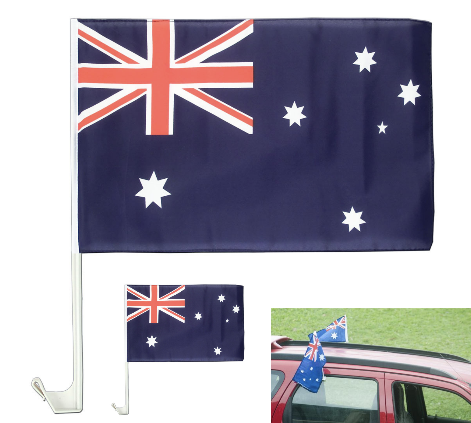 2x AUSTRALIA CAR FLAG with Window Clip Flags Australia Day 30cm x 45cm 2x AUSTRALIA CAR FLAG with Window Clip Flags Australia Day 30cm x 45cm