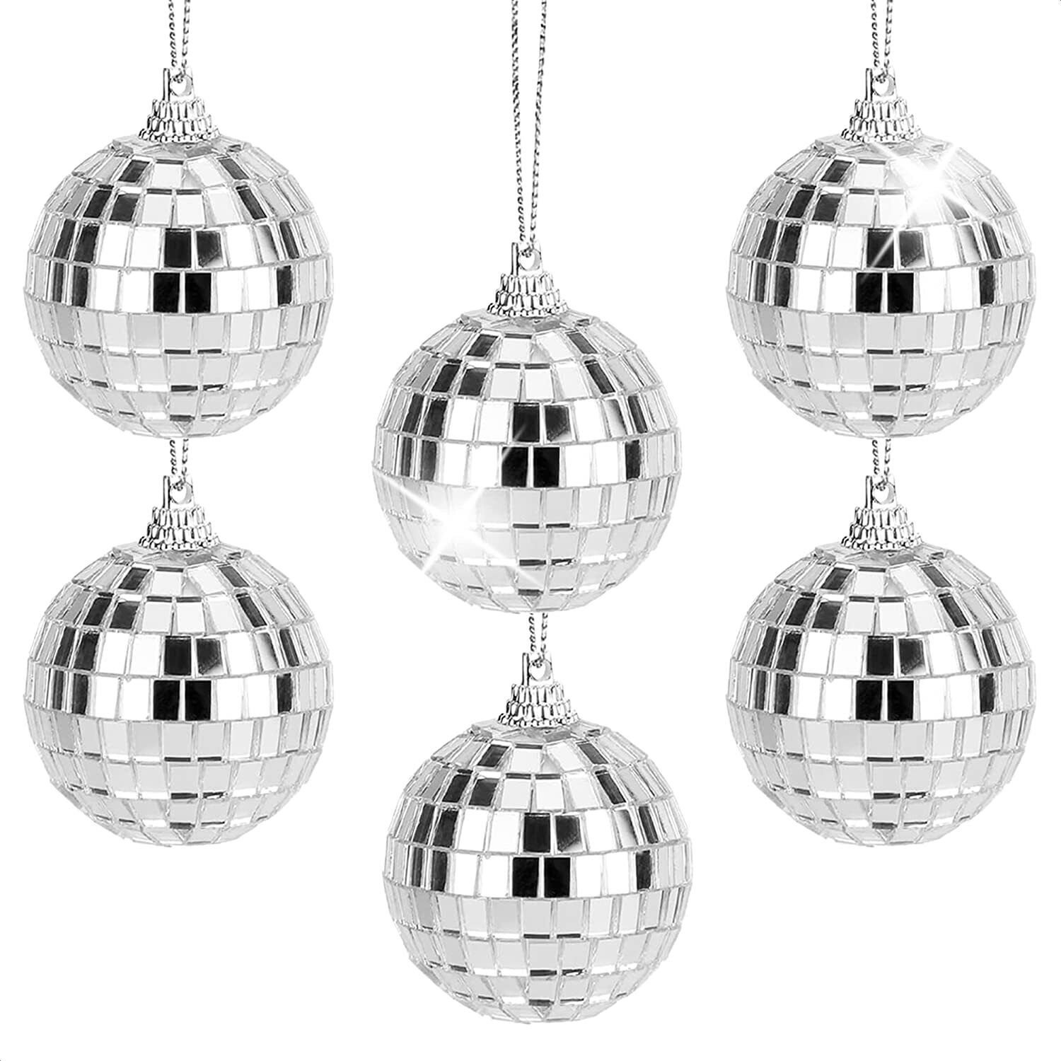 6x Hanging Mini Disco Balls Shiny Silver Mirror Party Halloween Reflect 4cm Bulk 6x Hanging Mini Disco Balls Shiny Silver Mirror Party Halloween Reflect 4cm Bulk