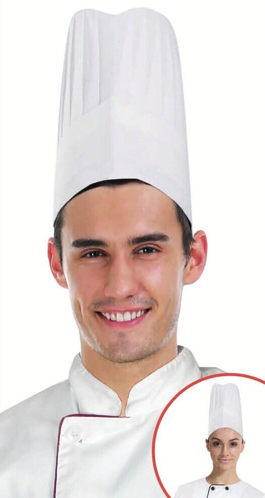 CHEFS HAT Chef Master Kitchen Cooking Baker Cap Costume Fancy BBQ Party - White CHEFS HAT Chef Master Kitchen Cooking Baker Cap Costume Fancy BBQ Party - White