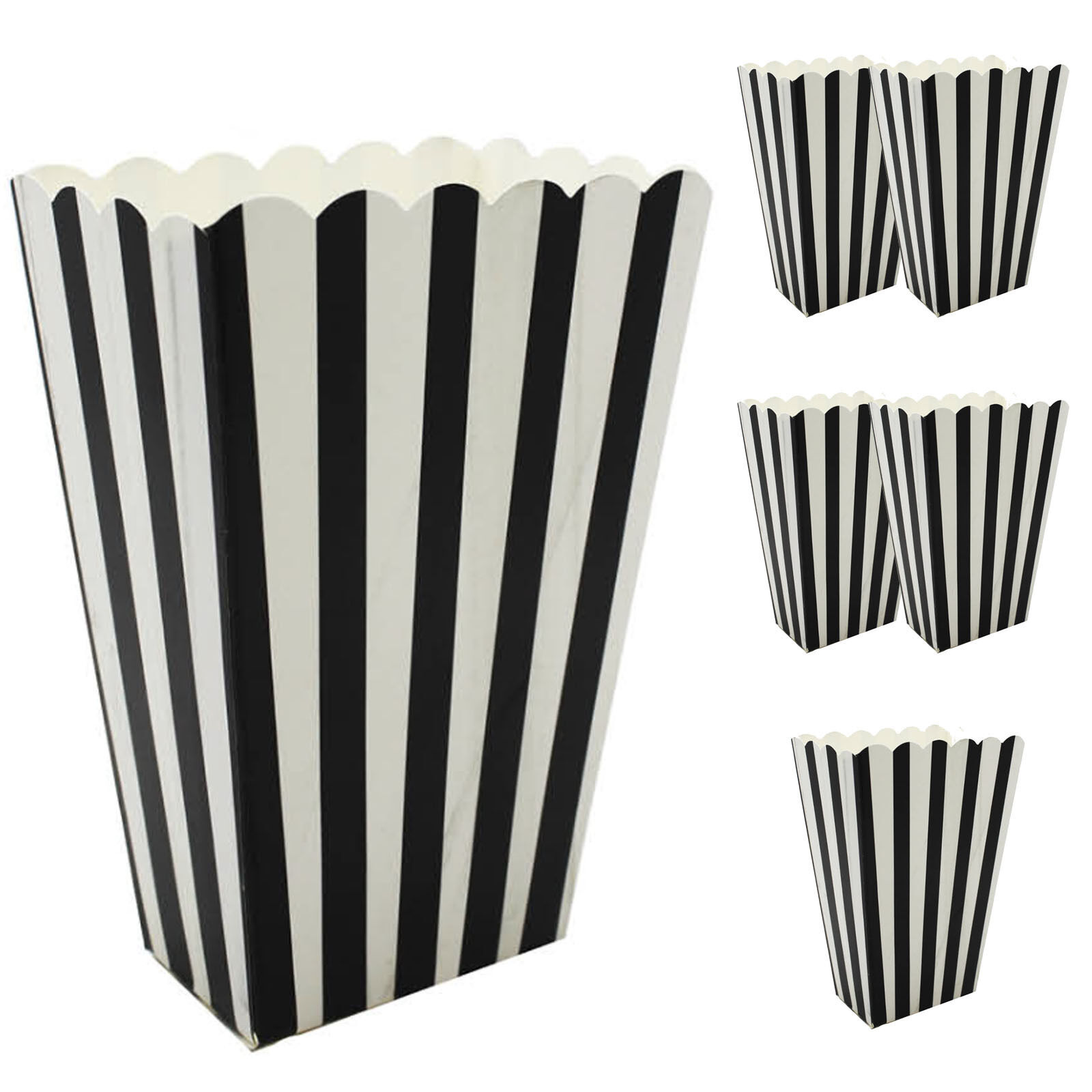 6x POPCORN BOXES Wedding Party Favour Lolly Box Retro Cinema Pop Corn - Black 6x POPCORN BOXES Wedding Party Favour Lolly Box Retro Cinema Pop Corn - Black