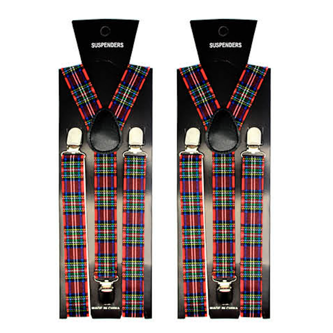 2x Mens Suspenders Braces Adjustable Strong Clip On Elastic Formal Wedding Slim - Tartan 1 2x Mens Suspenders Braces Adjustable Strong Clip On Elastic Formal Wedding Slim - Tartan 1