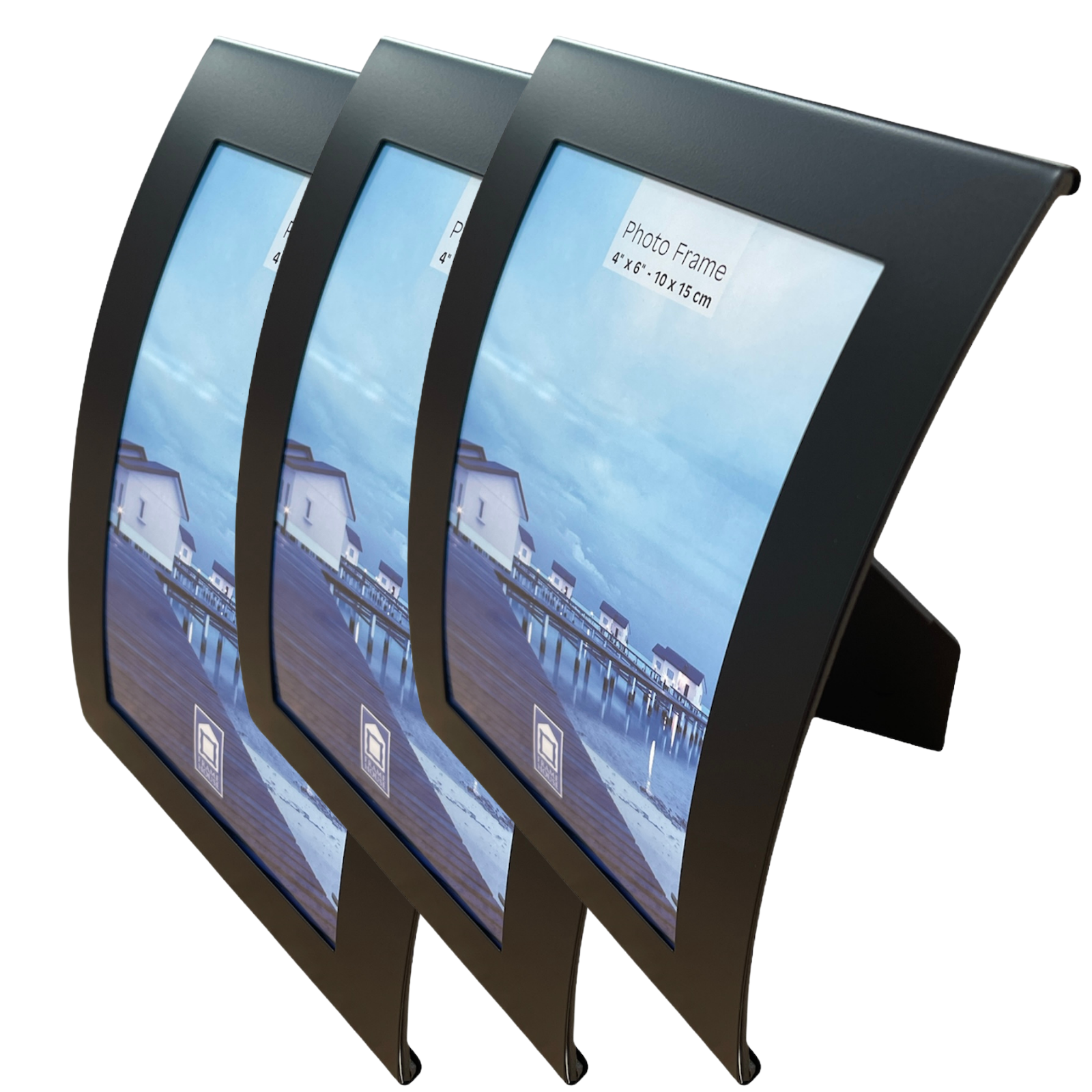 3x Curve Picture Photo Frame Curved Aluminium Portrait 10cm x 15cm (4"x6") - Black 3x Curve Picture Photo Frame Curved Aluminium Portrait 10cm x 15cm (4"x6") - Black