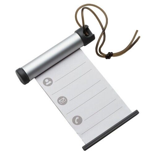 6x Funky Luggage Cylinder Tag Rollout Label for Address Details - Silver/Grey 6x Funky Luggage Cylinder Tag Rollout Label for Address Details - Silver/Grey
