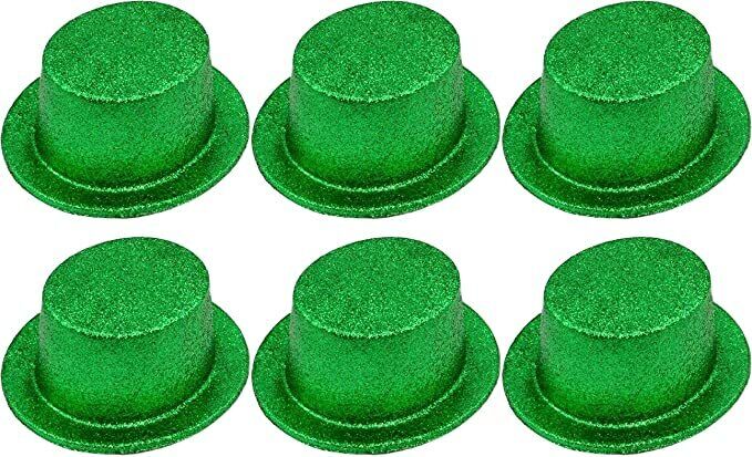 6x Glitter Top Hat Fancy Party Plastic Costume Tall Cap Fun Bulk - Green 6x Glitter Top Hat Fancy Party Plastic Costume Tall Cap Fun Bulk - Green