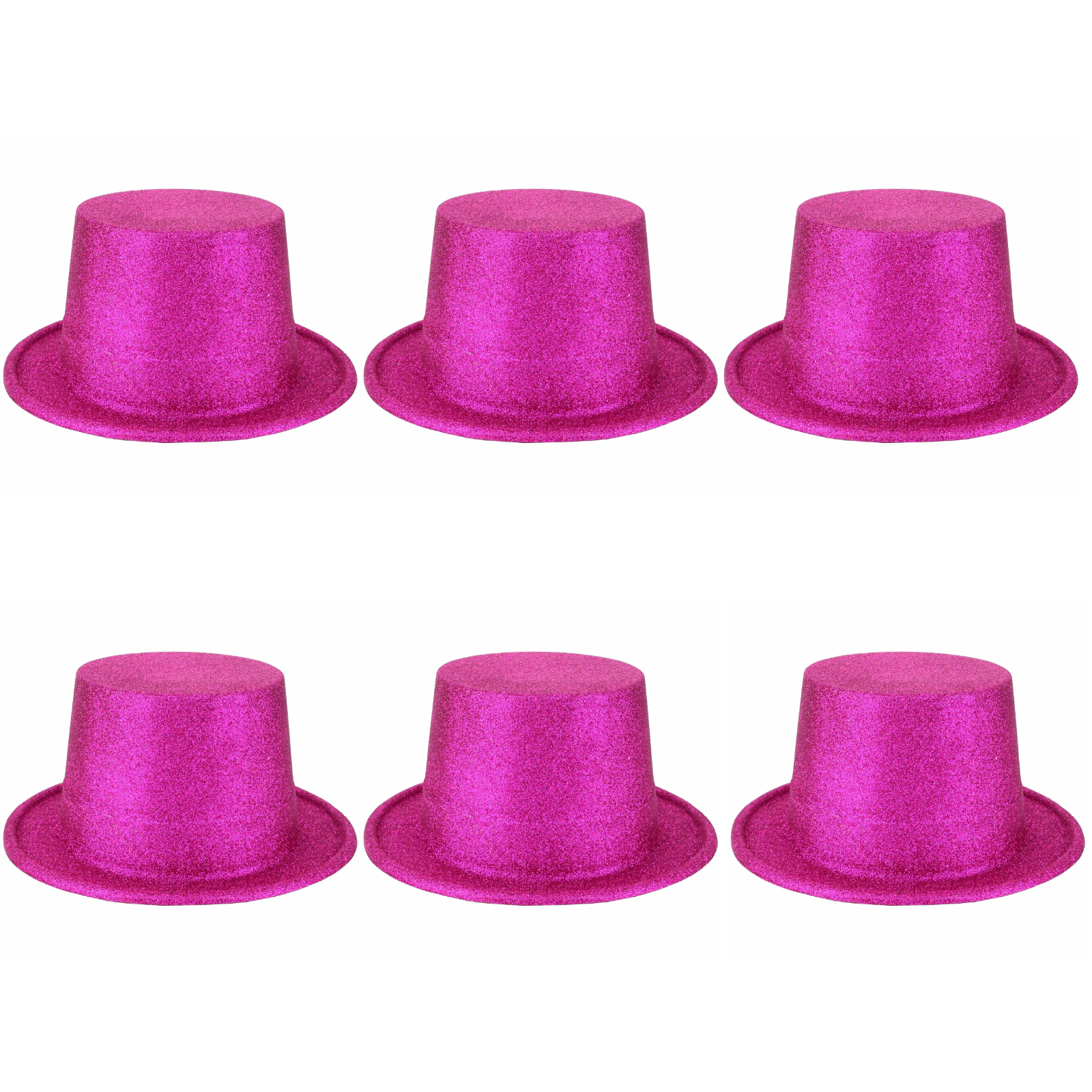 6x Glitter Top Hat Fancy Party Plastic Costume Tall Cap Fun Bulk - Hot Pink 6x Glitter Top Hat Fancy Party Plastic Costume Tall Cap Fun Bulk - Hot Pink