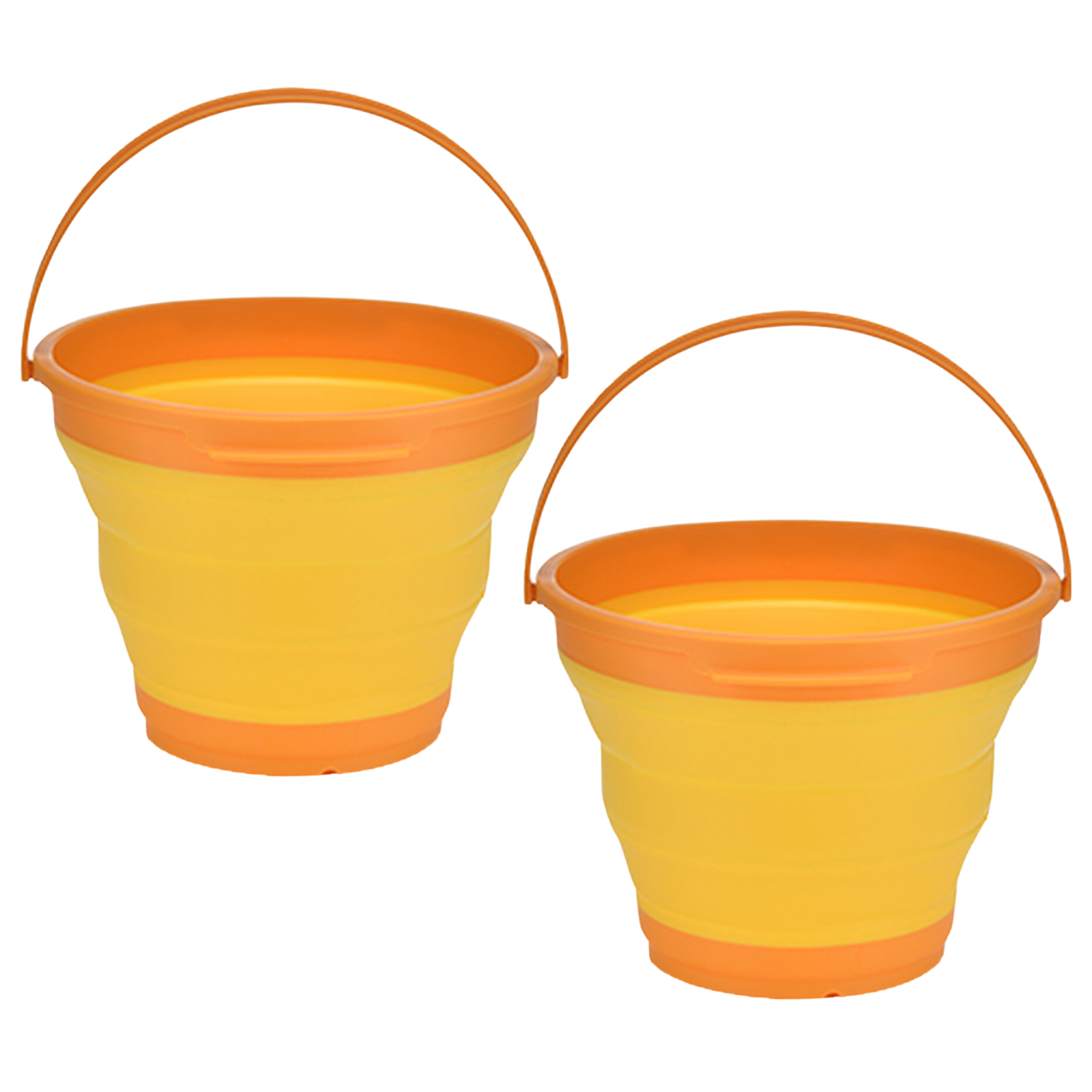 2x 7L Foldable Collapsible Silicone Bucket for Hiking/Camping/Fishing - Orange 2x 7L Foldable Collapsible Silicone Bucket for Hiking/Camping/Fishing - Orange