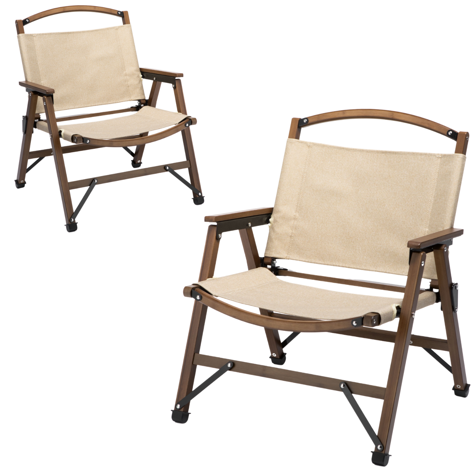 2x Bamboo Foldable Outdoor Camping Chair Wooden Travel Picnic Park Folding - Khaki/Beige 2x Bamboo Foldable Outdoor Camping Chair Wooden Travel Picnic Park Folding - Khaki/Beige