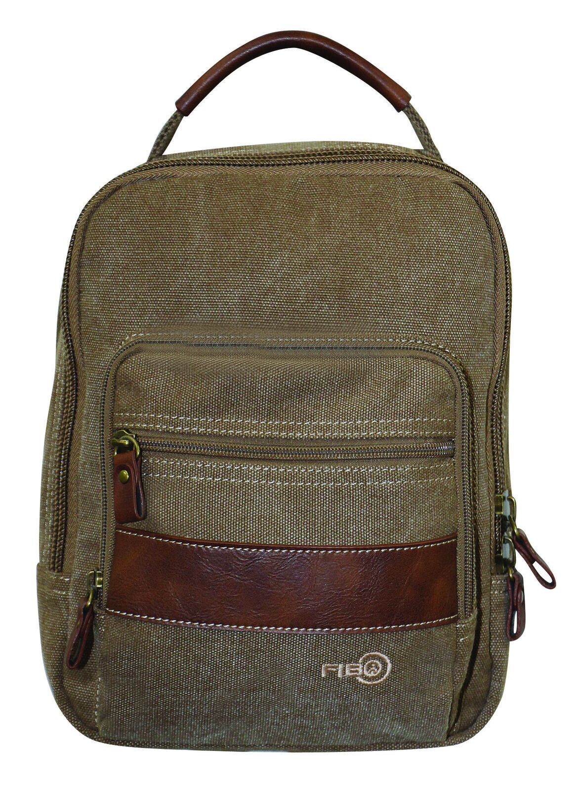 FIB Canvas Sling Bag Shoulder Strap Messenger Travel Pack w Tablet Pocket - Khaki FIB Canvas Sling Bag Shoulder Strap Messenger Travel Pack w Tablet Pocket - Khaki