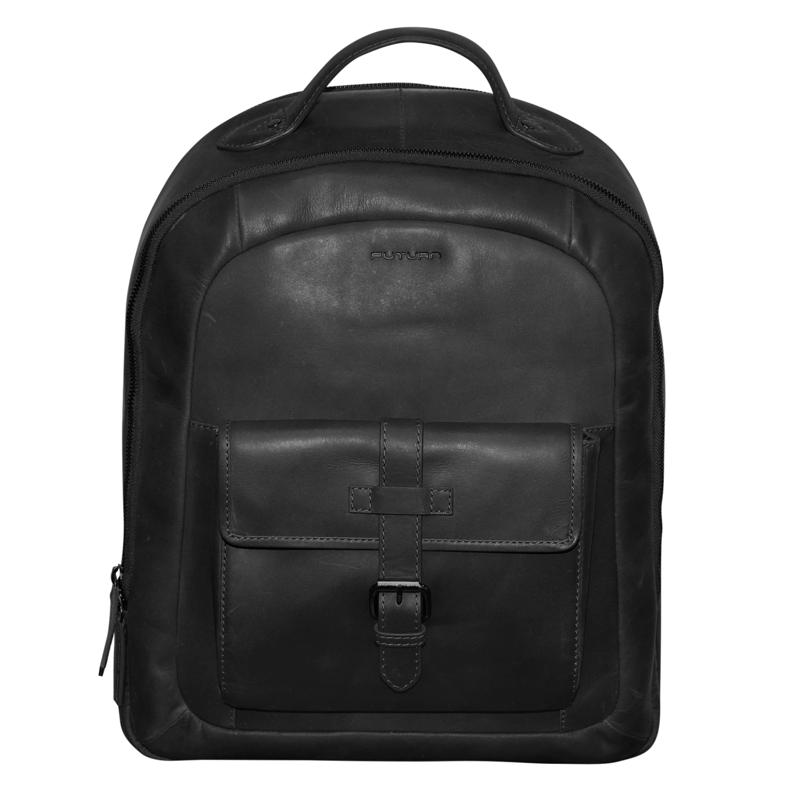 Futura Mens Leather Laptop Backpack School Shoulder Bag Front Pocket - Black Futura Mens Leather Laptop Backpack School Shoulder Bag Front Pocket - Black