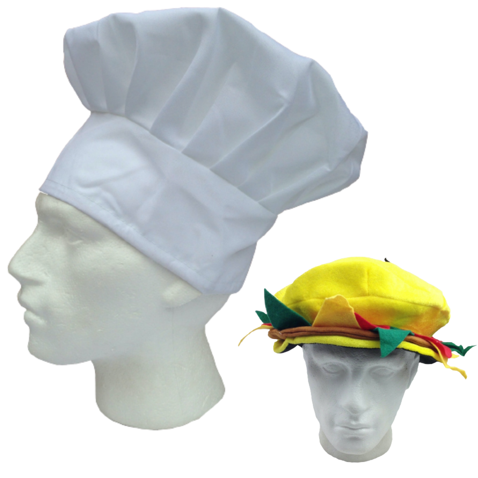 2pcs Set Chefs Hat Baker Cap + Burger Hat Funny Halloween Costume Party Accessory 2pcs Set Chefs Hat Baker Cap + Burger Hat Funny Halloween Costume Party Accessory