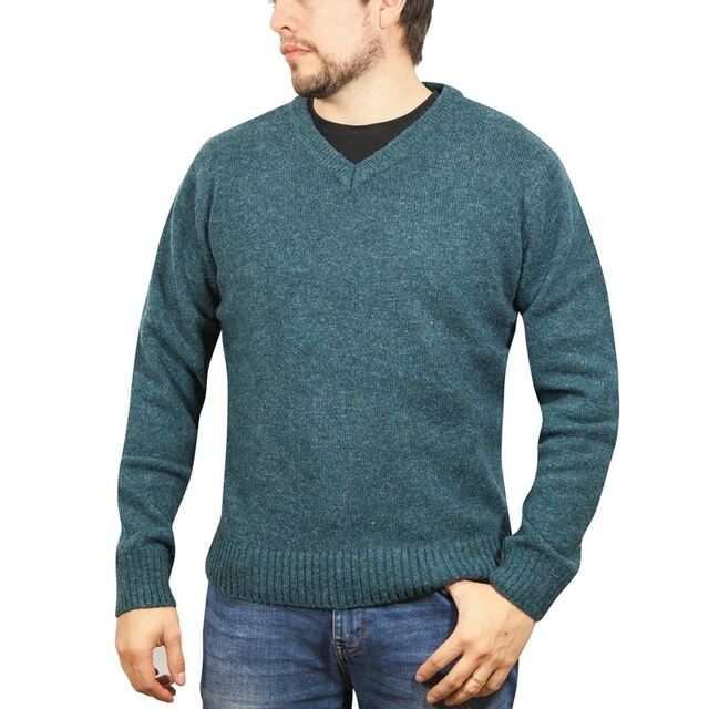 100% Shetland Wool V Neck Knit Jumper Pullover Mens Sweater Knitted - Sherwood (32) - XXL 100% Shetland Wool V Neck Knit Jumper Pullover Mens Sweater Knitted - Sherwood (32) - XXL
