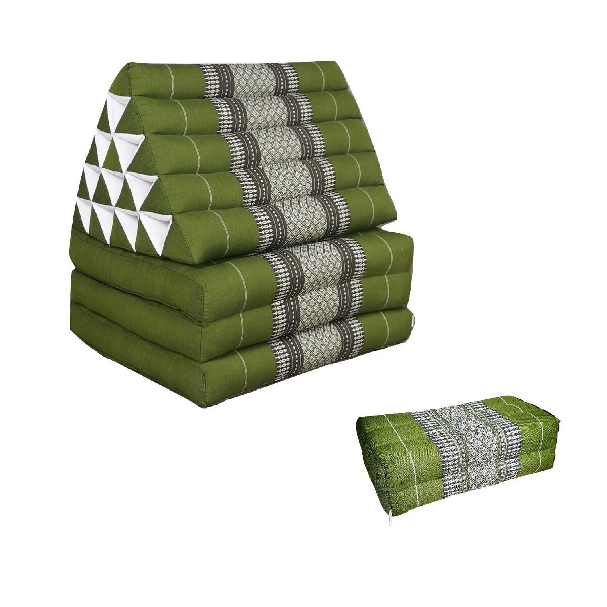 Jumbo Thai Triangle Pillow THREE FOLDS Green + Arm/Leg Rest Block Jumbo Thai Triangle Pillow THREE FOLDS Green + Arm/Leg Rest Block