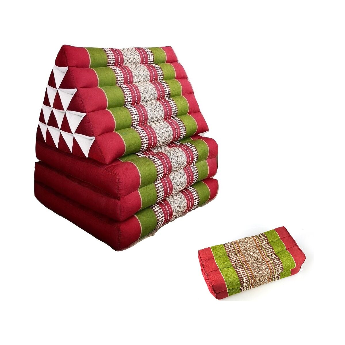 Jumbo Thai Triangle Pillow THREE FOLDS R-Gre + Arm/Leg Rest Block Jumbo Thai Triangle Pillow THREE FOLDS R-Gre + Arm/Leg Rest Block