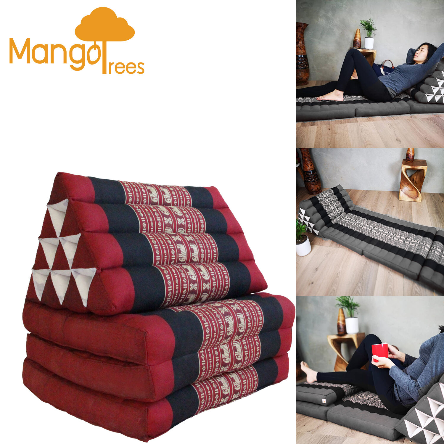 Large Thai Triangle Pillow THREE FOLDS R-Ele Large Thai Triangle Pillow THREE FOLDS R-Ele