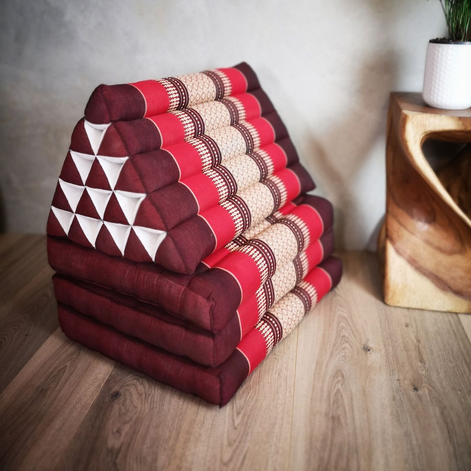 Jumbo Thai Triangle Pillow THREE FOLDS RED Jumbo Thai Triangle Pillow THREE FOLDS RED