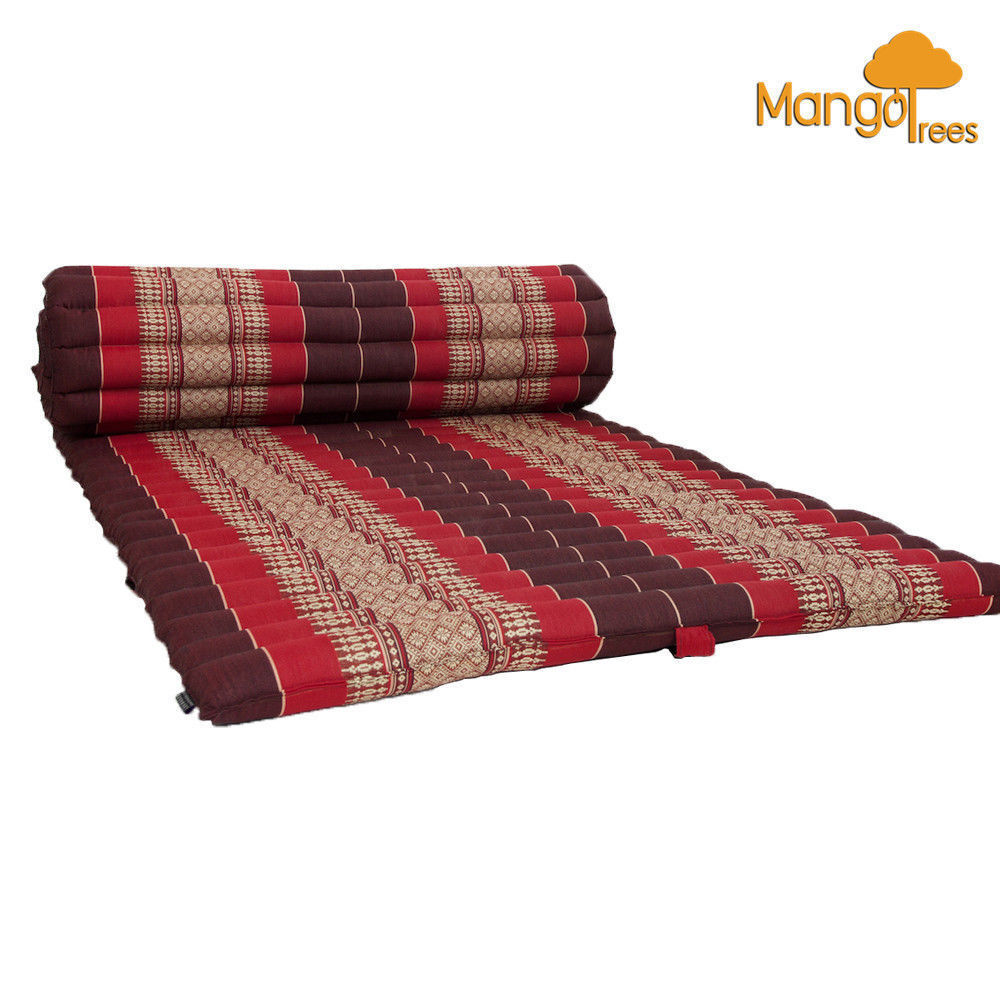 Thai Kapok Roll Up Mattress Foldout Mat Red Thai Kapok Roll Up Mattress Foldout Mat Red
