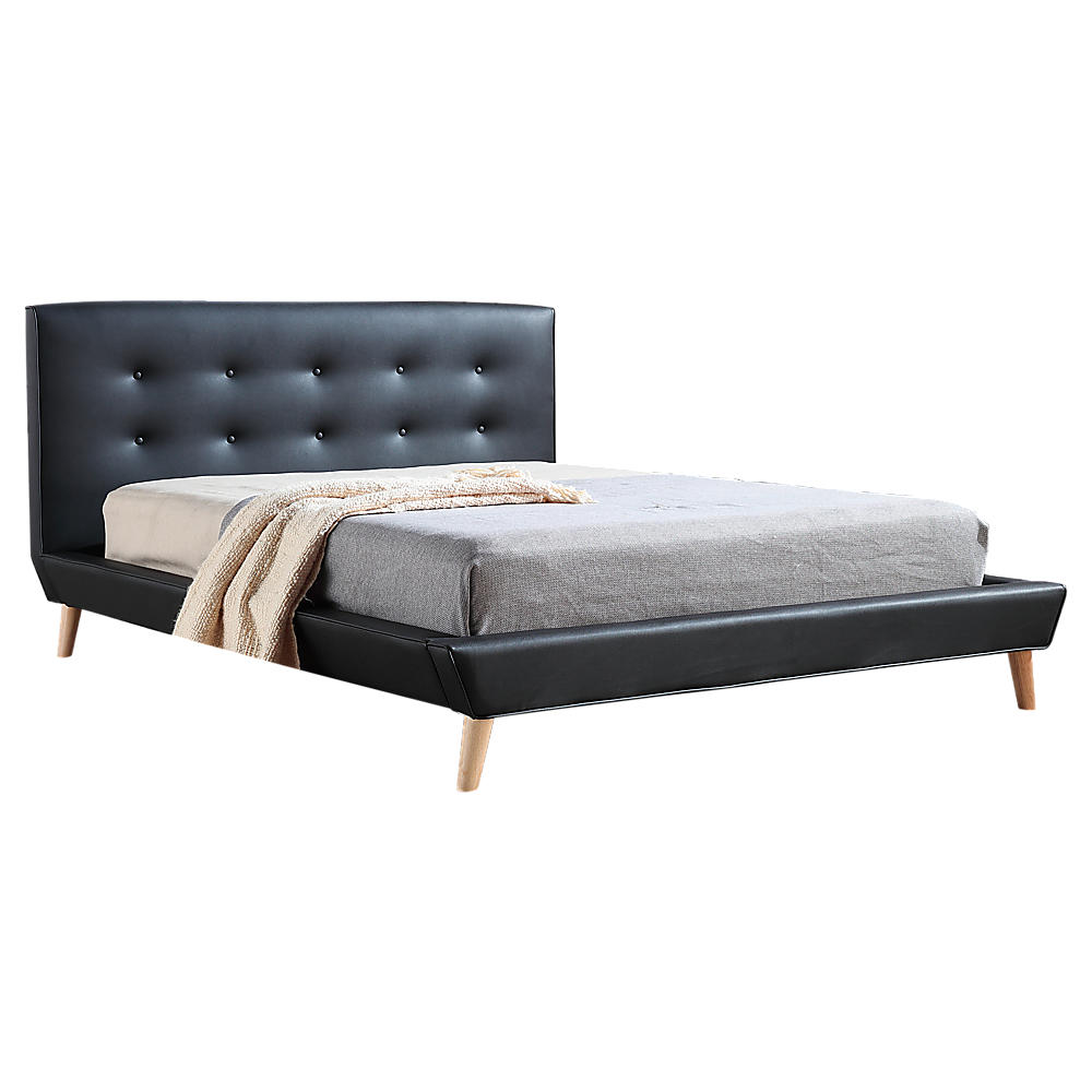 Double PU Leather Deluxe Bed Frame Black Double PU Leather Deluxe Bed Frame Black