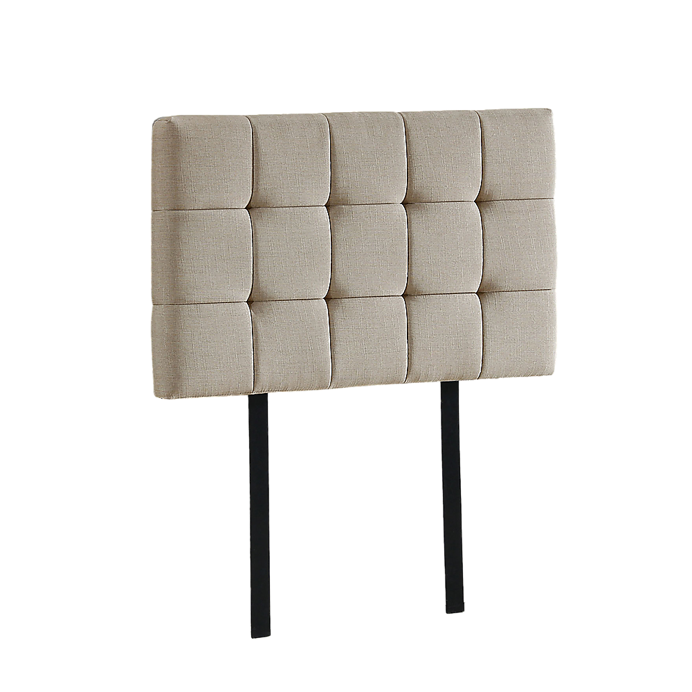 Linen Fabric Single Bed Deluxe Headboard Bedhead - Beige Linen Fabric Single Bed Deluxe Headboard Bedhead - Beige