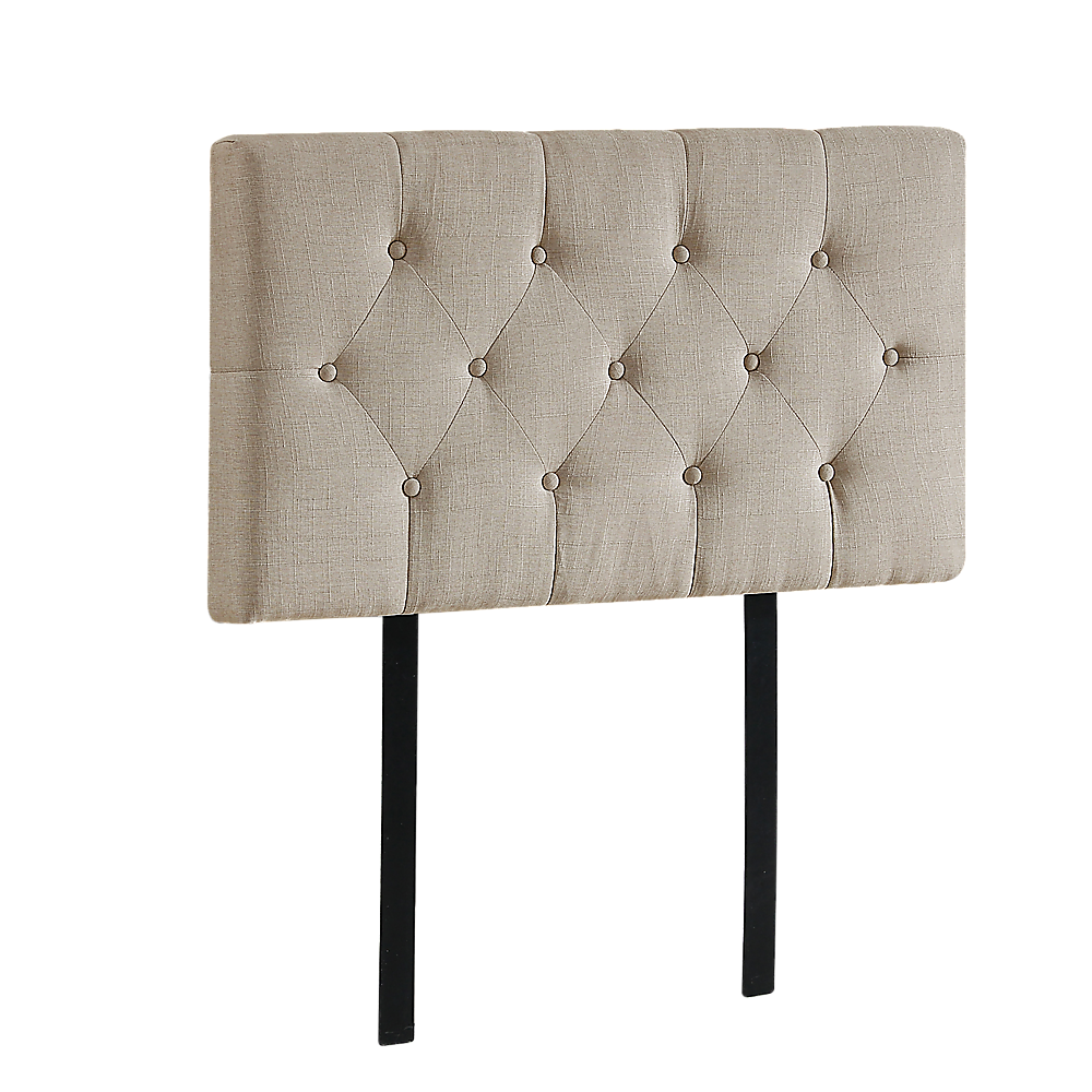 Linen Fabric Single Bed Deluxe Headboard Bedhead - Beige Linen Fabric Single Bed Deluxe Headboard Bedhead - Beige