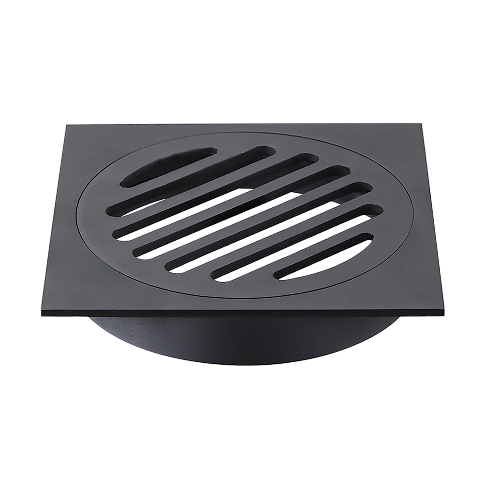 Square Black Floor Grate Drain 110 mm Full Brass Construction Square Black Floor Grate Drain 110 mm Full Brass Construction