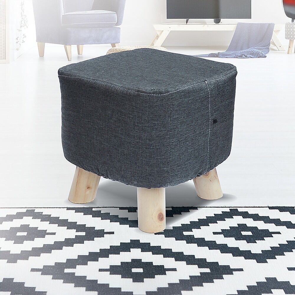 Fabric Ottoman Foot Stool Rest Pouffe Footstool Wood Storage Padded Seat Fabric Ottoman Foot Stool Rest Pouffe Footstool Wood Storage Padded Seat