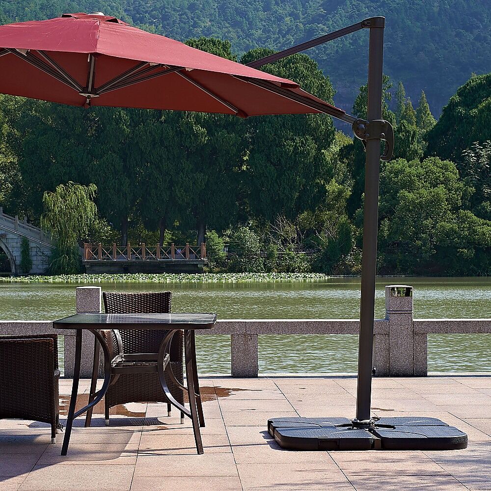 Outdoor Patio 4-Piece Cantilever Offset 3M Umbrella Base Stand Weight Water Sand Outdoor Patio 4-Piece Cantilever Offset 3M Umbrella Base Stand Weight Water Sand