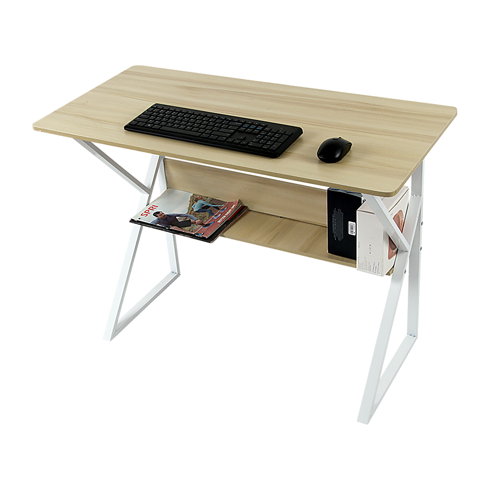 Wood & Metal Computer Desk with Shelf Home Office Furniture Wood & Metal Computer Desk with Shelf Home Office Furniture