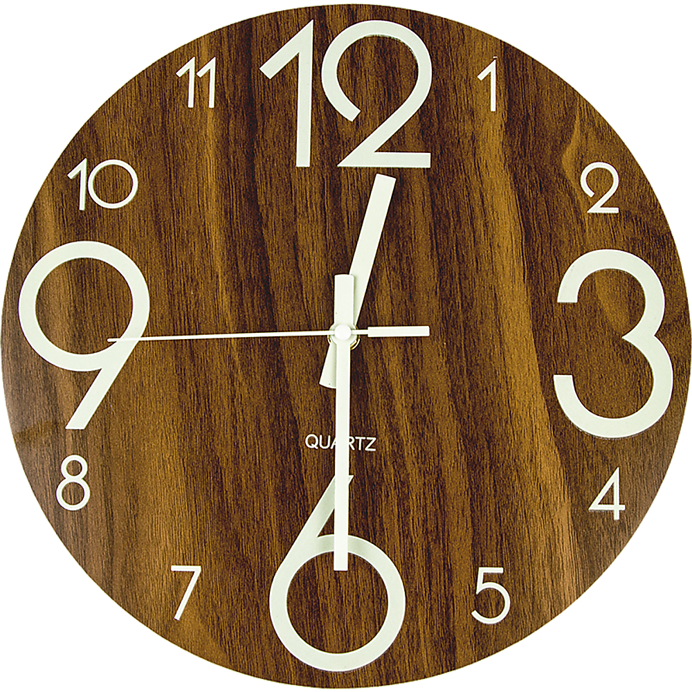 Glow In Dark Wall Clock Luminous Quartz Quiet Wooden Home Decor 30cm Glow In Dark Wall Clock Luminous Quartz Quiet Wooden Home Decor 30cm