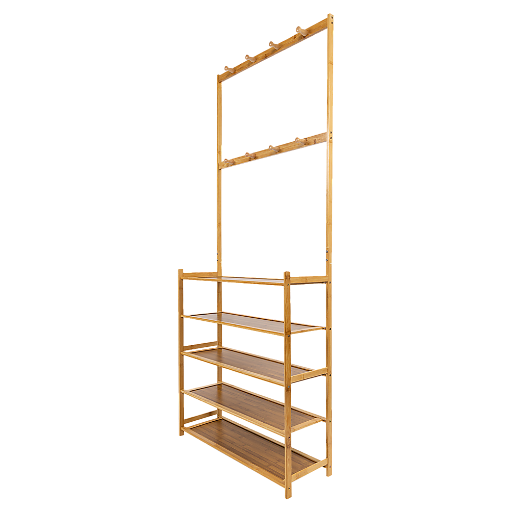 Large Wooden 5 Tiers Hat Coat Stand Clothes Shoe Rack Hanger Hooks Shelf Storage Large Wooden 5 Tiers Hat Coat Stand Clothes Shoe Rack Hanger Hooks Shelf Storage