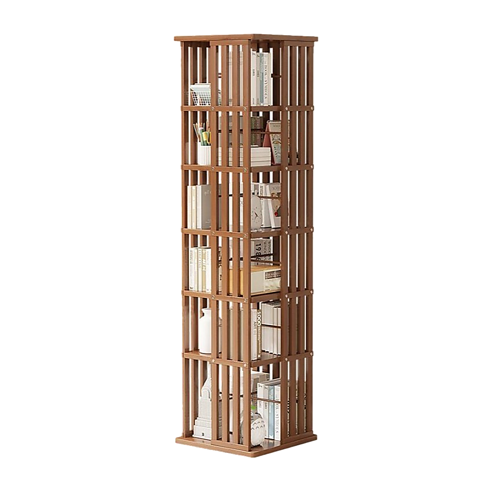 360 Rotating Bookshelf Bamboo Storage Display Rack Shelving in Dark Wood 360 Rotating Bookshelf Bamboo Storage Display Rack Shelving in Dark Wood