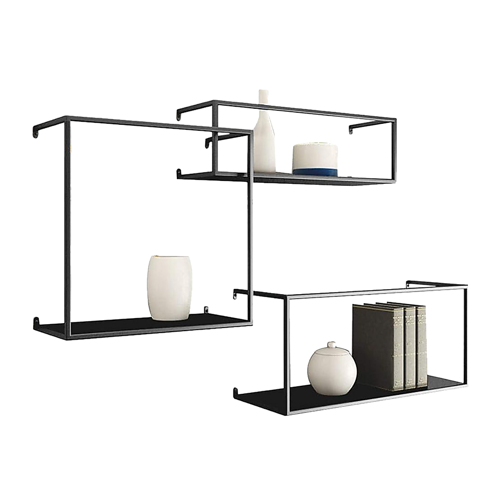 Floating Shelves Retro Industrial Ledge Black Metal Display Stand Floating Shelves Retro Industrial Ledge Black Metal Display Stand