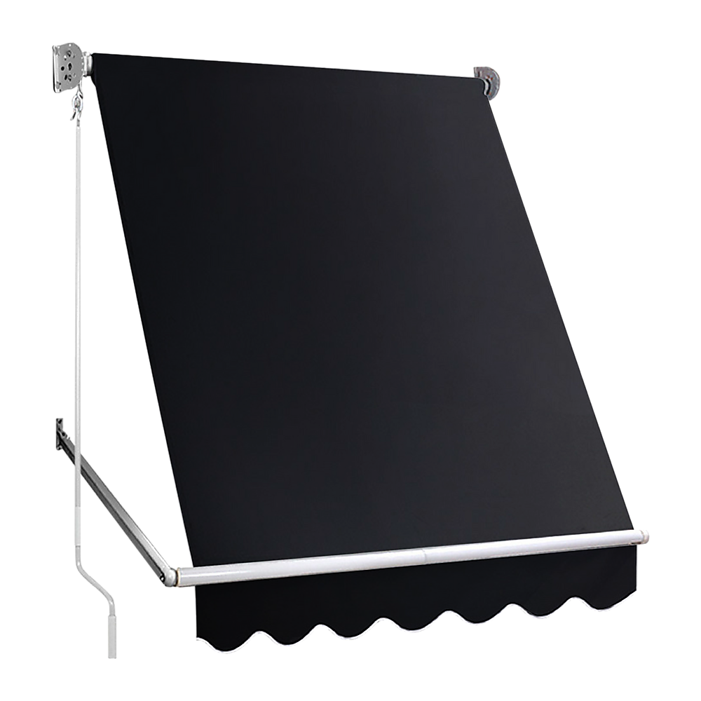 Retractable Fixed Pivot Arm Window Awning Patio Garden Blinds 2.4m x 2.1m Black Retractable Fixed Pivot Arm Window Awning Patio Garden Blinds 2.4m x 2.1m Black