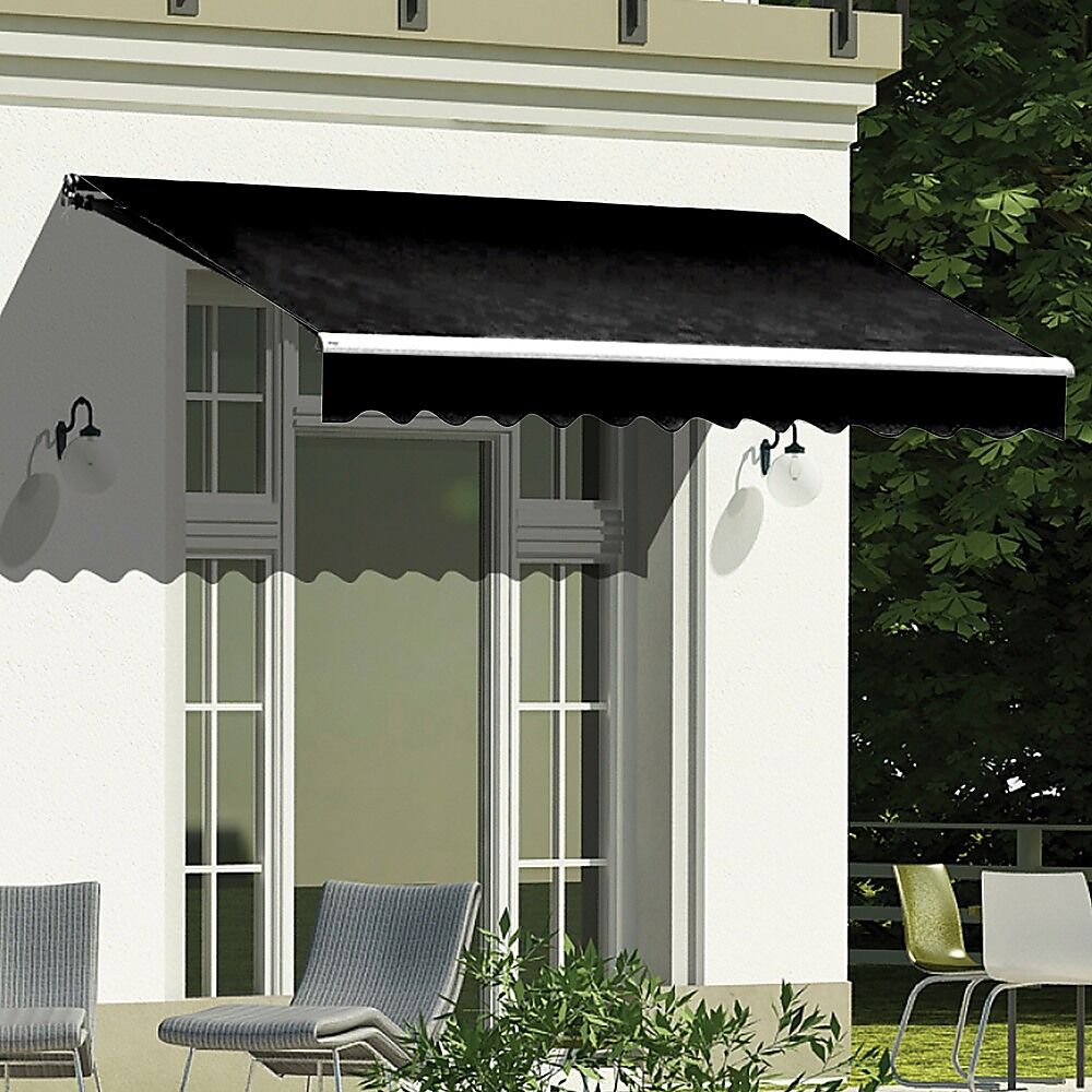 Motorised Outdoor Folding Arm Awning Retractable Sunshade Canopy Black 3.0m x 2.5m Motorised Outdoor Folding Arm Awning Retractable Sunshade Canopy Black 3.0m x 2.5m