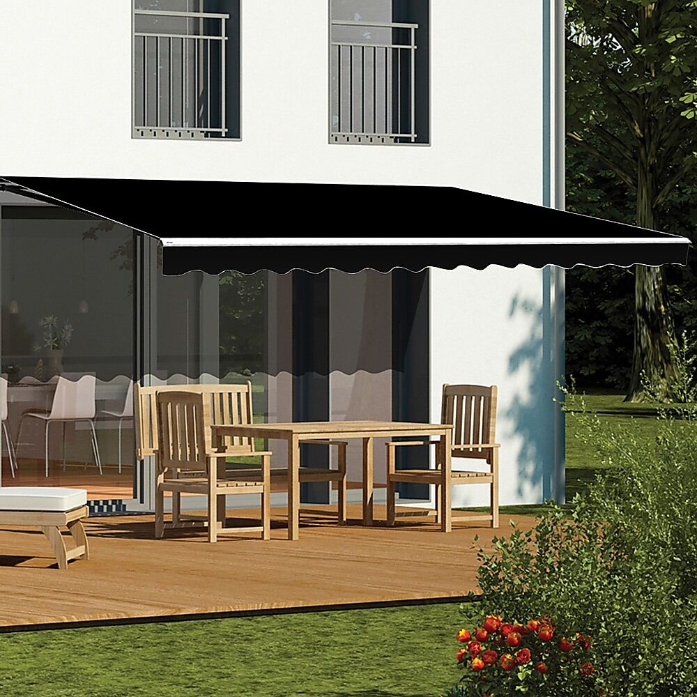 Motorised Outdoor Folding Arm Awning Retractable Sunshade Canopy Black 5.0m x 3.0m Motorised Outdoor Folding Arm Awning Retractable Sunshade Canopy Black 5.0m x 3.0m