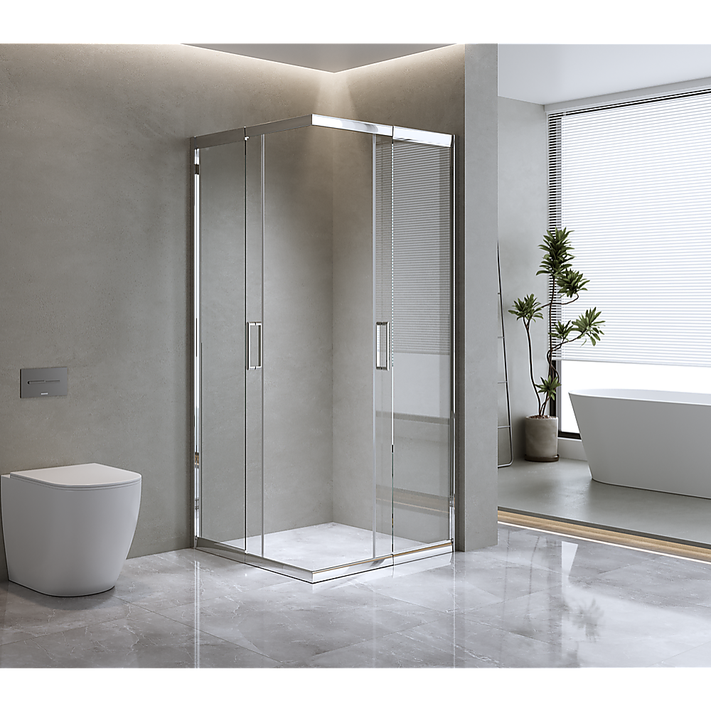 Adjustable 1100x900mm Double Sliding Door Glass Shower Screen in Chrome Adjustable 1100x900mm Double Sliding Door Glass Shower Screen in Chrome