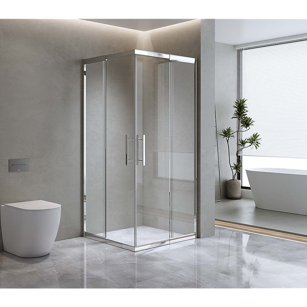 Adjustable 1200x1200mm Double Sliding Door Glass Shower Screen in Chrome Adjustable 1200x1200mm Double Sliding Door Glass Shower Screen in Chrome