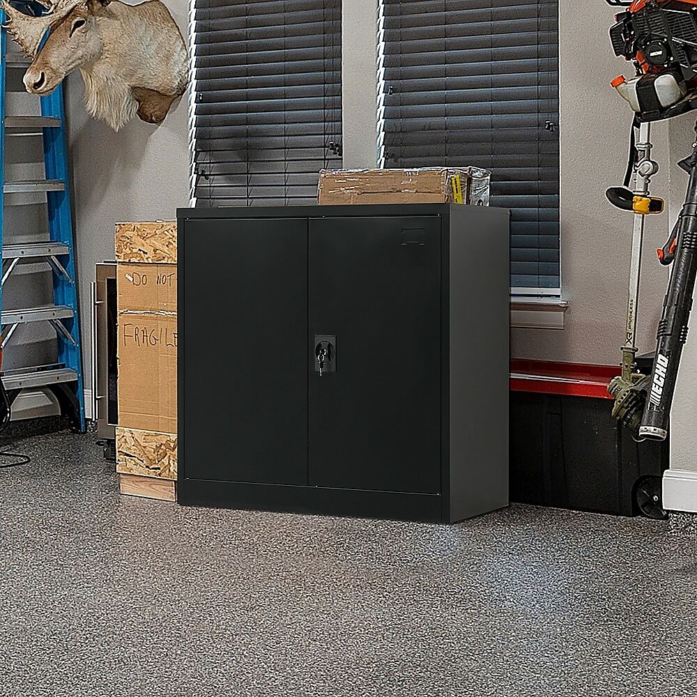 Two-Door Metal Short Cabinet Shelf Storage for Home Office Gym Two-Door Metal Short Cabinet Shelf Storage for Home Office Gym