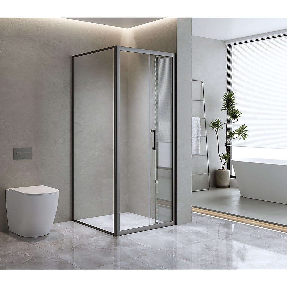 40mm Adjustable Contemporary Corner Sliding Chrome Shower Screen 86x80cm 40mm Adjustable Contemporary Corner Sliding Chrome Shower Screen 86x80cm