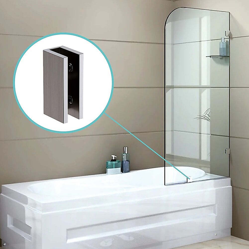 70cm Frameless Glass Bath Screen with Brackets - Gunmetal 70cm Frameless Glass Bath Screen with Brackets - Gunmetal