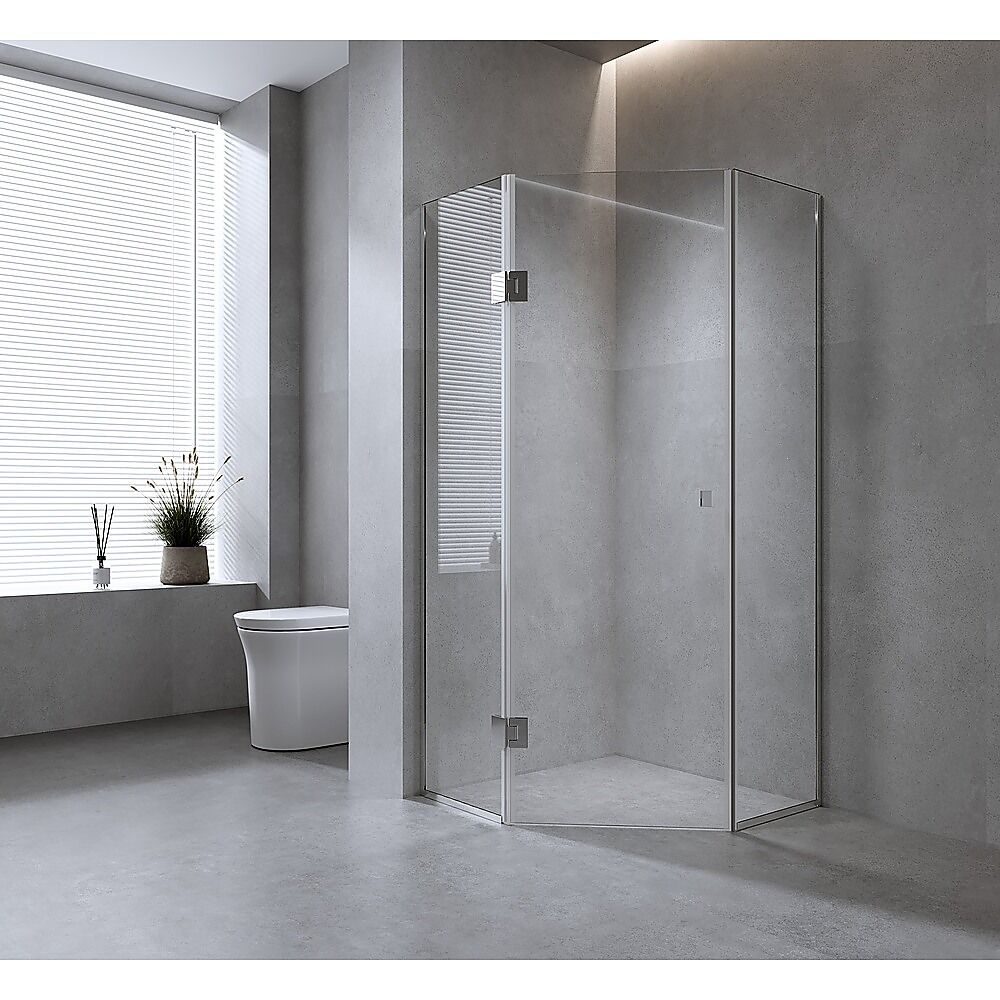 100cm Frameless Diamond Shower Screen with Channels and SS Hinges - Black 100cm Frameless Diamond Shower Screen with Channels and SS Hinges - Black