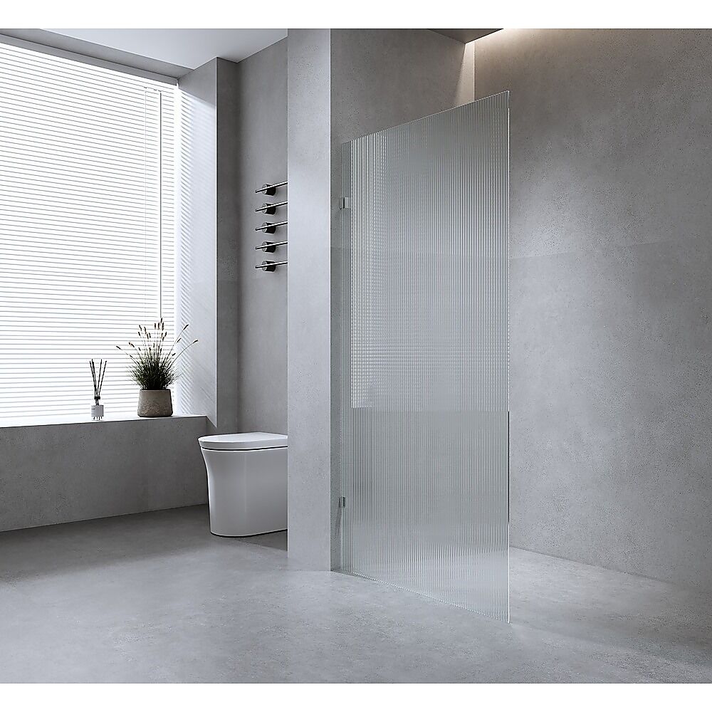 100cm Reeded Single Shower Glass Screen with Gunmetal Wall U-Brackets 100cm Reeded Single Shower Glass Screen with Gunmetal Wall U-Brackets