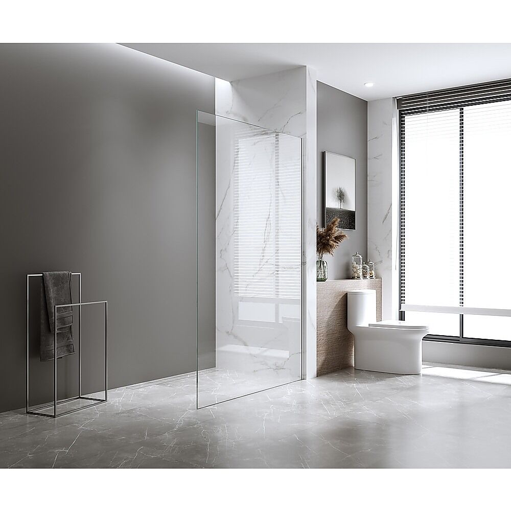 100x200cm Single Shower Glass Screen with Nickel Wall & Floor Channel 100x200cm Single Shower Glass Screen with Nickel Wall & Floor Channel