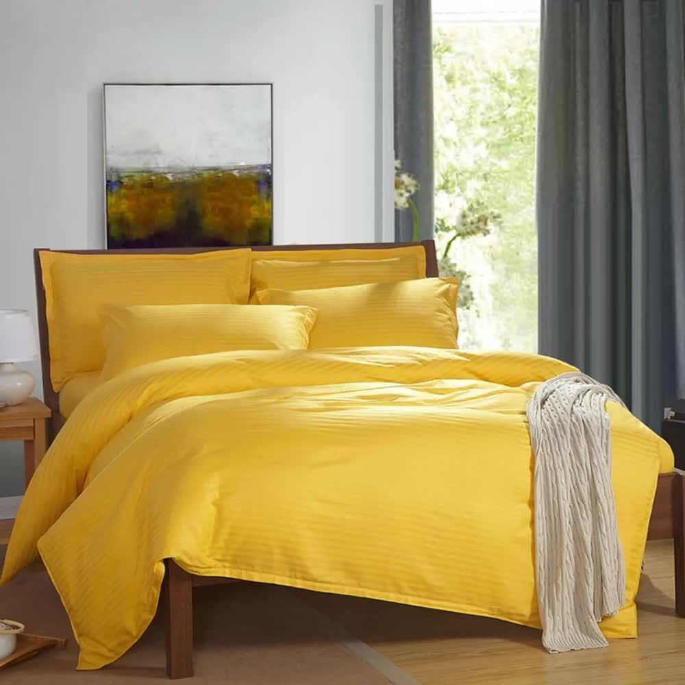 100% cotton Premium Doona Duvet Quilt Cover Set with Soft Pillowcases - yellow-Double 100% cotton Premium Doona Duvet Quilt Cover Set with Soft Pillowcases - yellow-Double